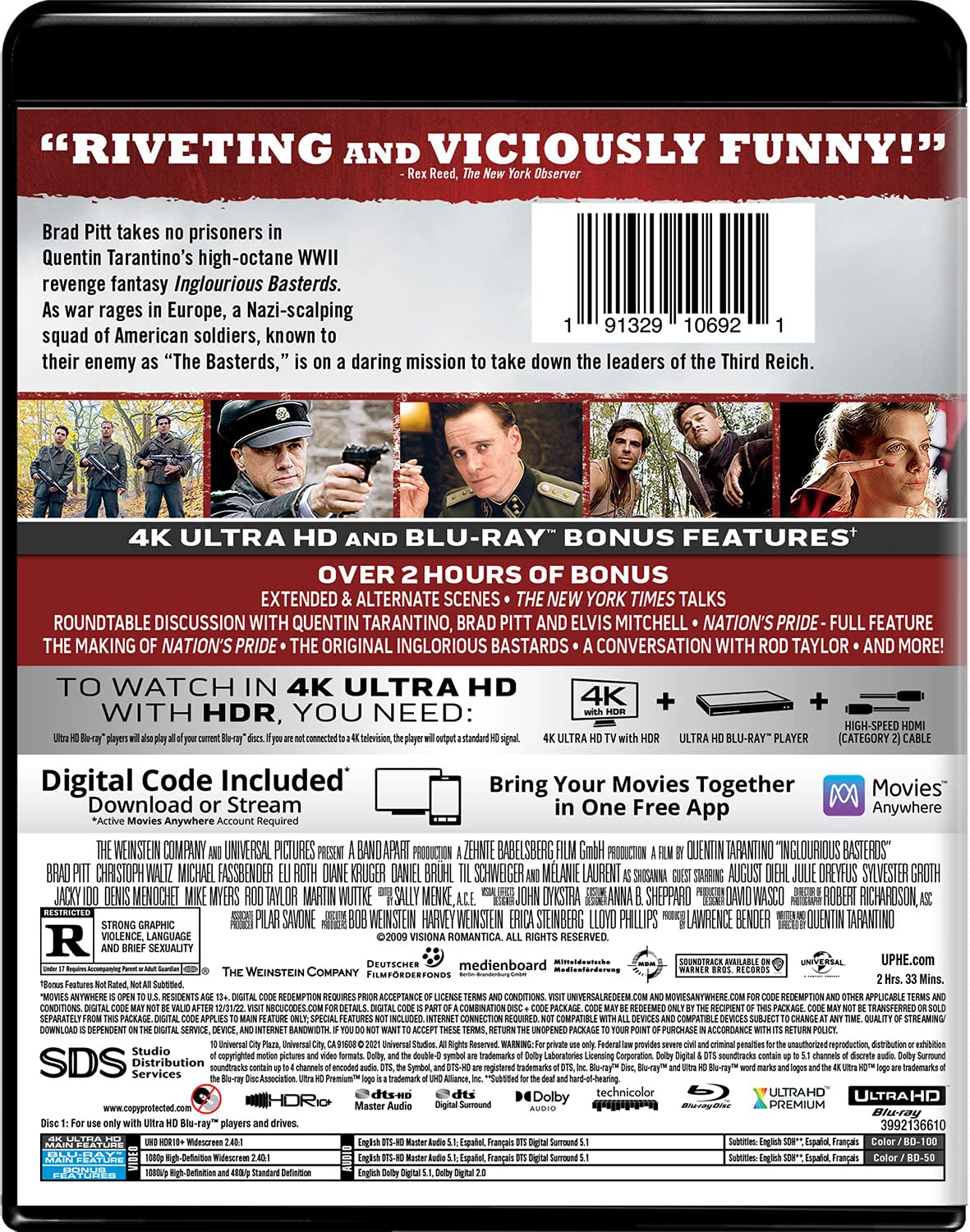 Inglourious Basterds - 4K Ultra HD + Blu-ray + Digital [4K UHD]